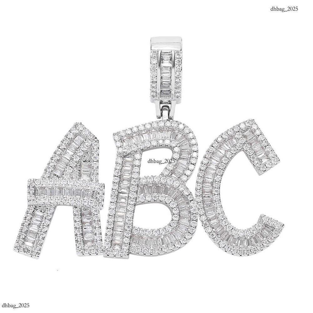 Hip Hop Necklace for Men Square Moissanite chain Letter 26 Letters Cubic Moissanite chain Custom Free Combination