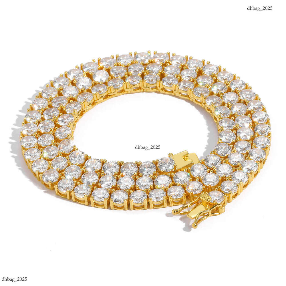 Sier Moissanite 3mm-6mm Tennis Chain White Gold Hip Hop Necklace with Certificate