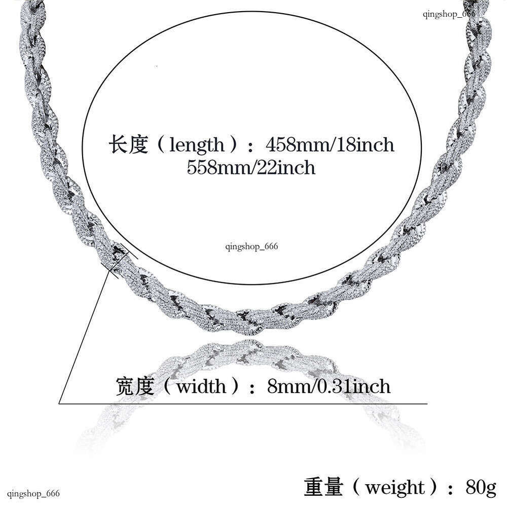 Hip Hop Sterling Silver Inlaid Dia 8mm Gold Color Twist Personality Fashion Exaggerated Lobster Clasp Men's Necklace