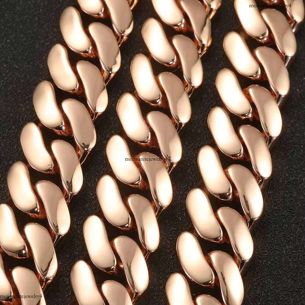 NUOYA Hip Hop Rose Gold Plated Links with Dia Clasp Men's Thick Monaco Cuban Link Chain Bracelet
