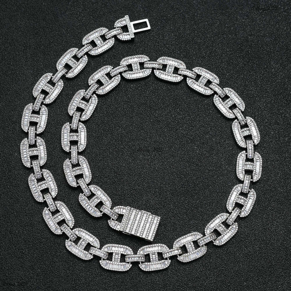 Pig Nose Cuban Chain Micro Paved Square Round Moissanite chain Hip Hop Men's Necklace