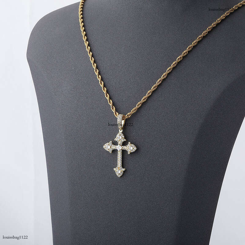 Unique Cross Pendant Full Moissanite chain Temu Necklace Jewelry