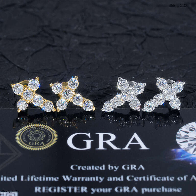 ICED OUT New Moissanite CrosIced Out VVS Gold Plated Bestseller Classic Earrings for Men and Women