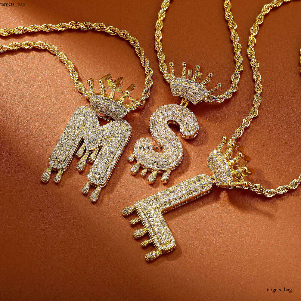 Crown English Letter Hip-Hop Micro-Paved Moissanite chain Trendy Necklace Pendant New Arrival