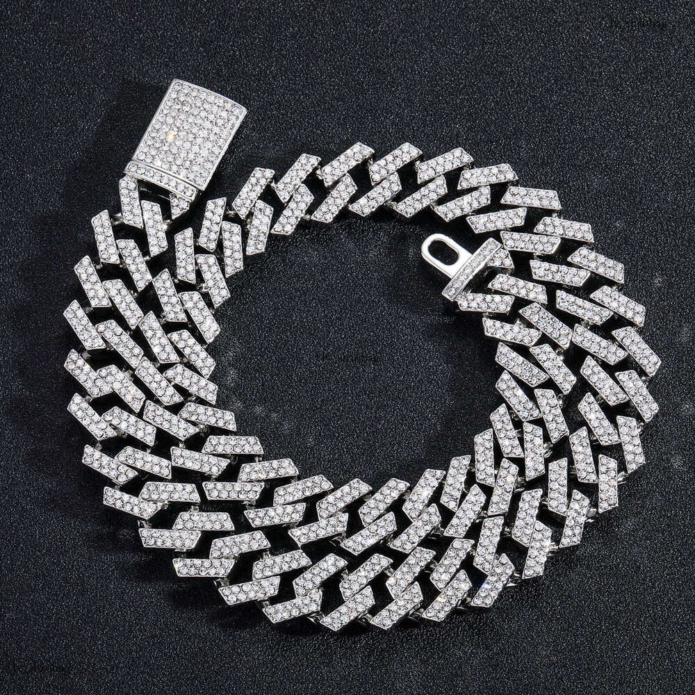 15mm Dia-Shaped Cuban Chain Alloy Inlaid with Dias Men's Cool Hip-Hop Necklace