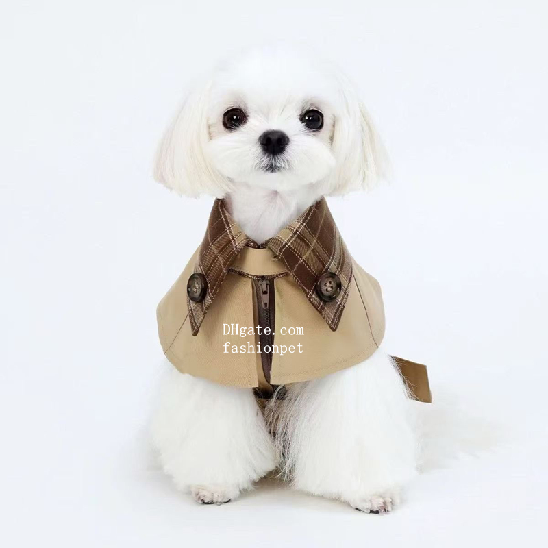 Designer Dog Clothes Classics Lapel Striped Grid Puppy Windbreaker, Luxury Lightweight Dog Jacket for Westie Maltese Poodle Yorkshire Terrier British 