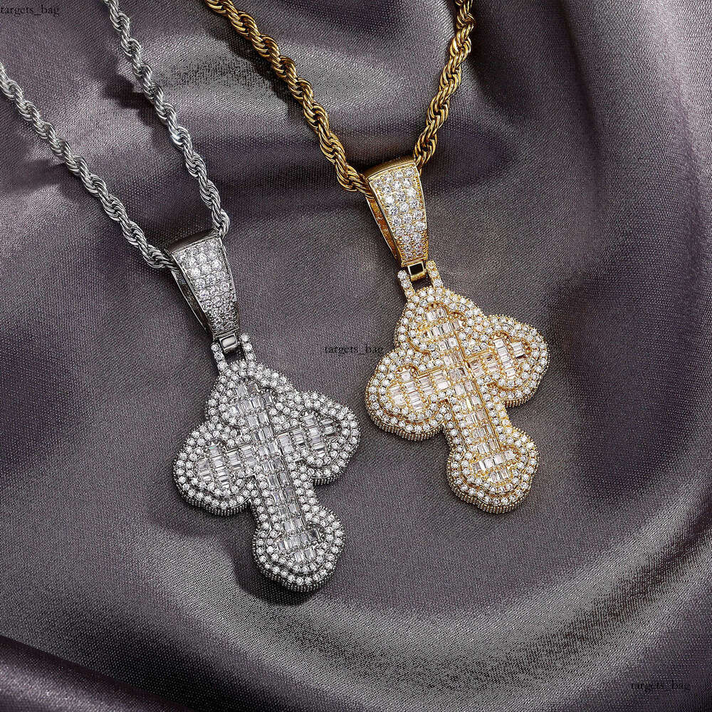 Hip Hop Necklace Cross TEMU Personality Trendy T Cubic Moissanite chain Men's Pendant Jewelry