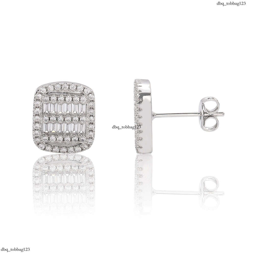 for Men Iced Out VVS Needle T Zircon Square Stud Earrings Personality Hip Hop Men's Ear Jewelry