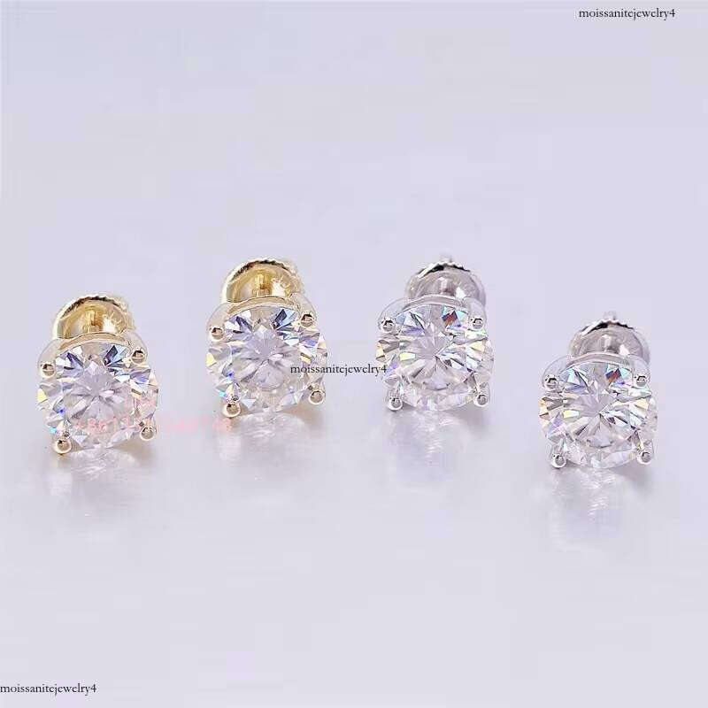 Hot Sale Classic 4 Prong Stud Pass Dia Tester Men Women Moissanite 10k Real Gold 14k Earrings