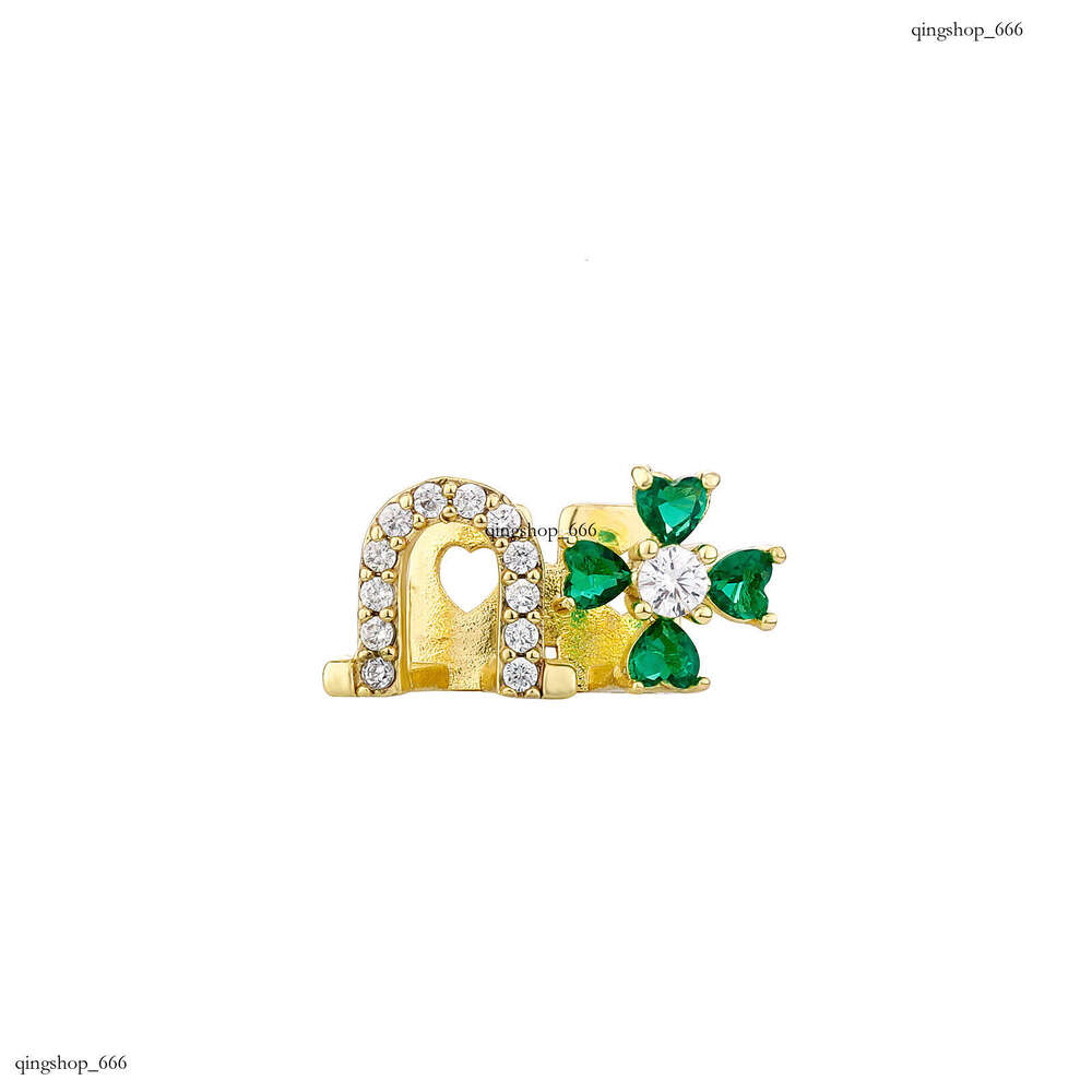 Christmas New Single Gold Cross Flower U-Shaped Hollow Tooth Set Colorful Zircon Rap Versatile Personality Jewelry