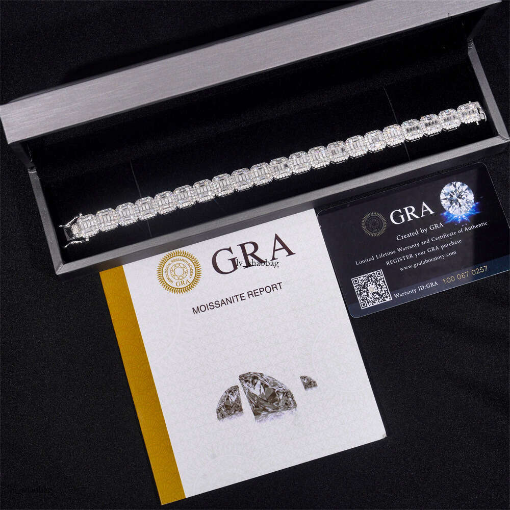 Zuanfa New 10mm Square Sier Moissanite Full Inlay Trendy Brand Bracelet Accessories Special