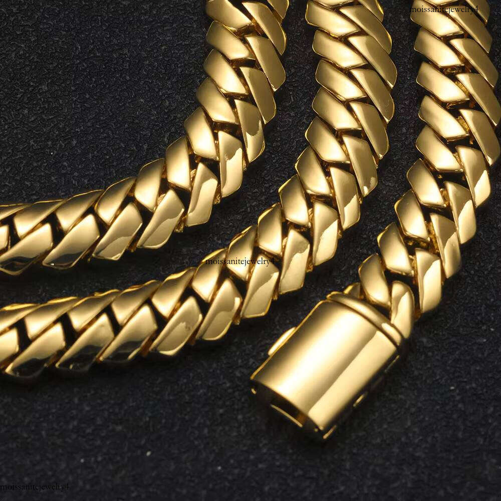NUOYA 12mm Miami Cuban Link Chain Gold Plated Brass Hip Hop Jewelry Custom Rapper Men's Bracelet Gift