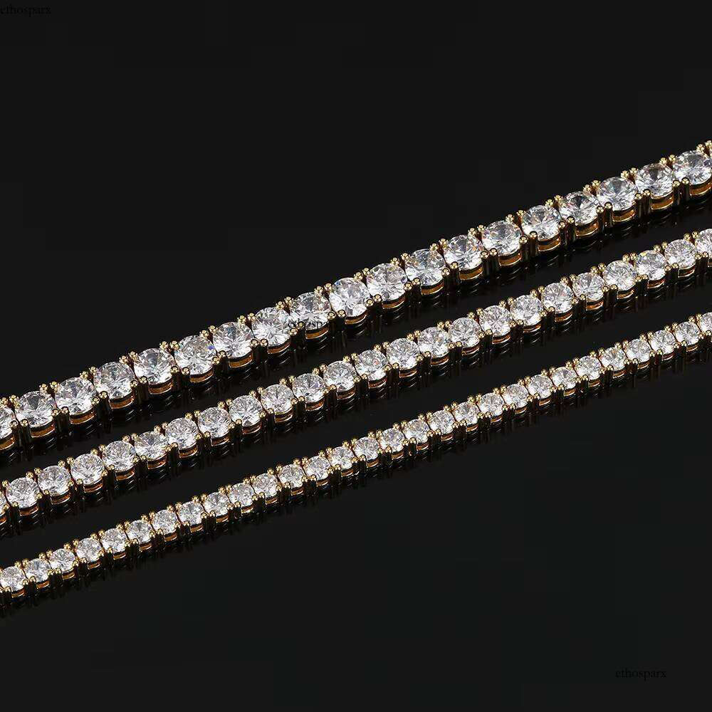 Iced Out Hip Hop 3mm 4mm 5mm Sterling Sier Moissanite Dia Tennis Chain Necklace