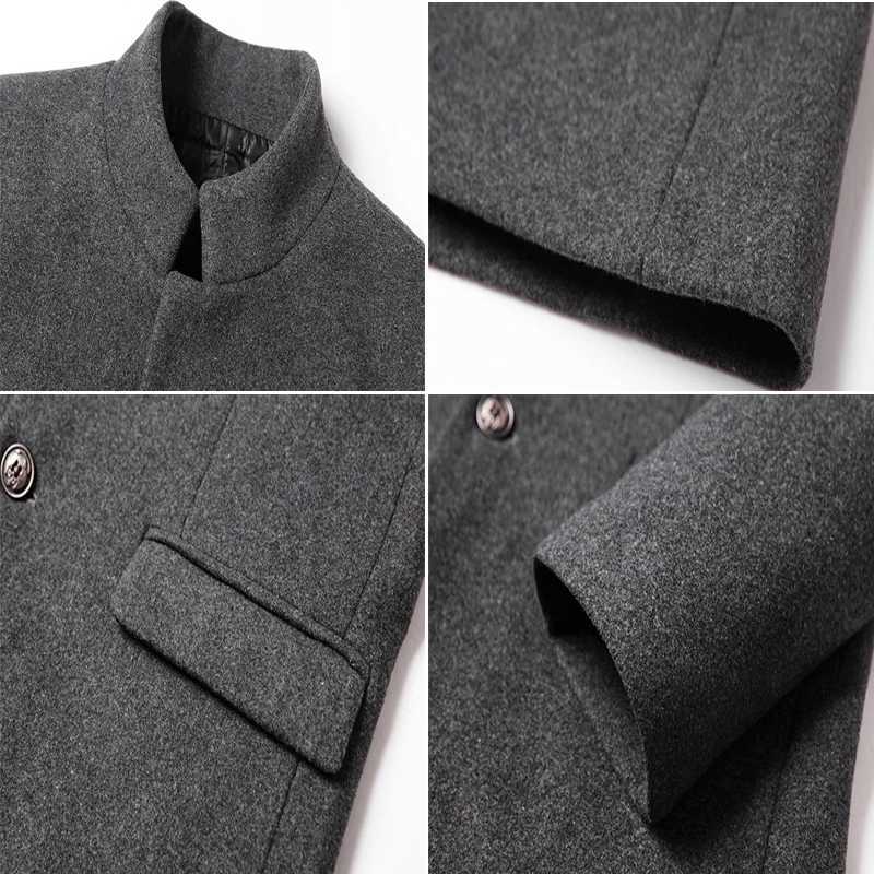 Autumn Winter Mens Wool Jackets Mens Long Windbreaker Trench Coats Man Solid Color Turn-Down Collar Business Jackets Clothing XJ250809