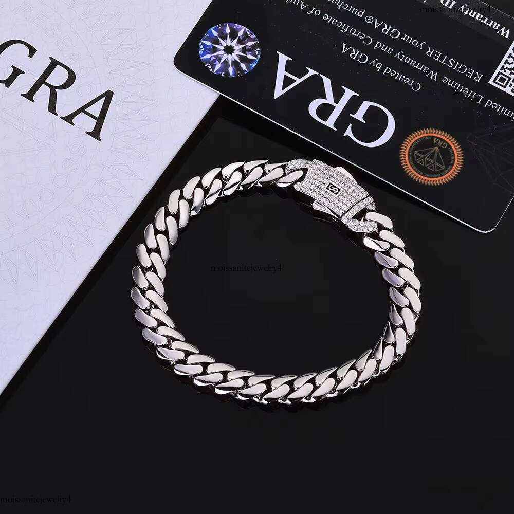 NUOYA High Quality Sterling Sier Cuban Link Iced Out Moissanite Dia Clasp Smooth Chain Necklace Gift for Women