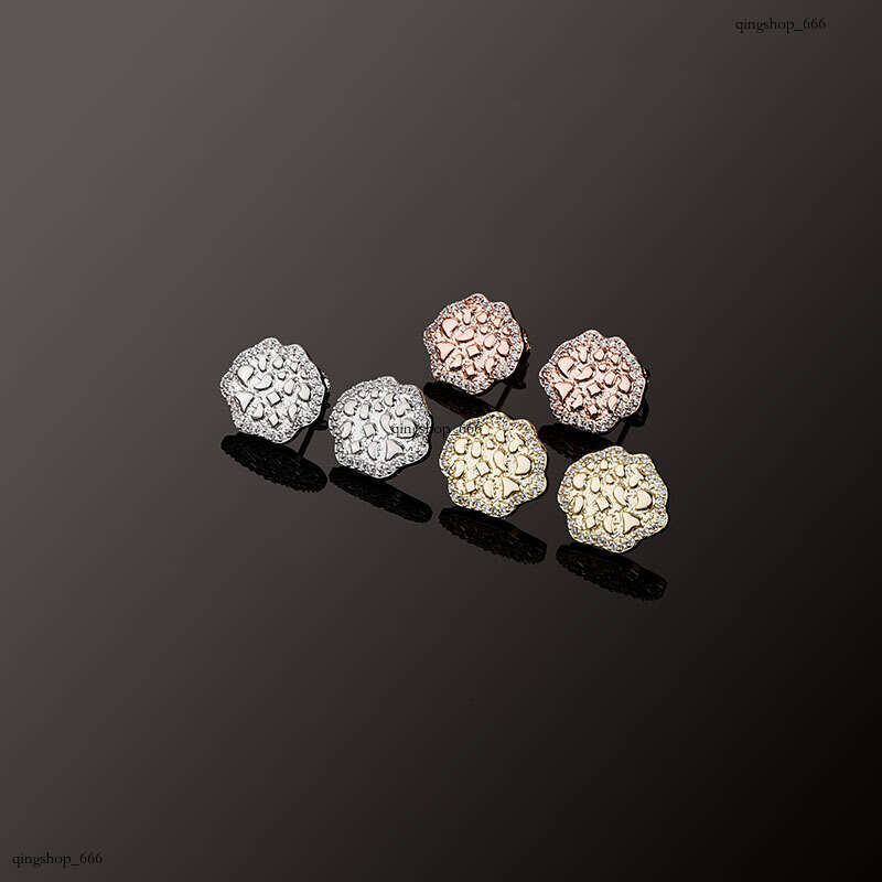 INS Hip-Hop Lotus Zircon Emed Smooth Surface Stud Unisex Personality Simple Fashion Earrings