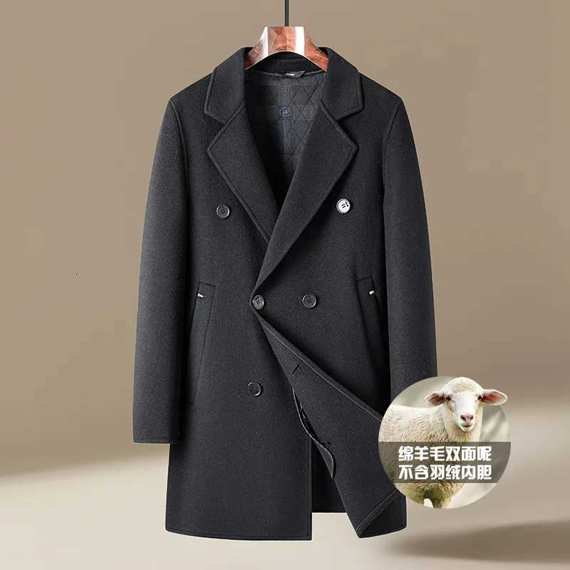 igh Quality 2025 Winter Mens Woolen Coat Business Casual Cotton-Thick Mid-Length Overcoat Outwear Warm Wool Windbreaker Jacket XJ250809