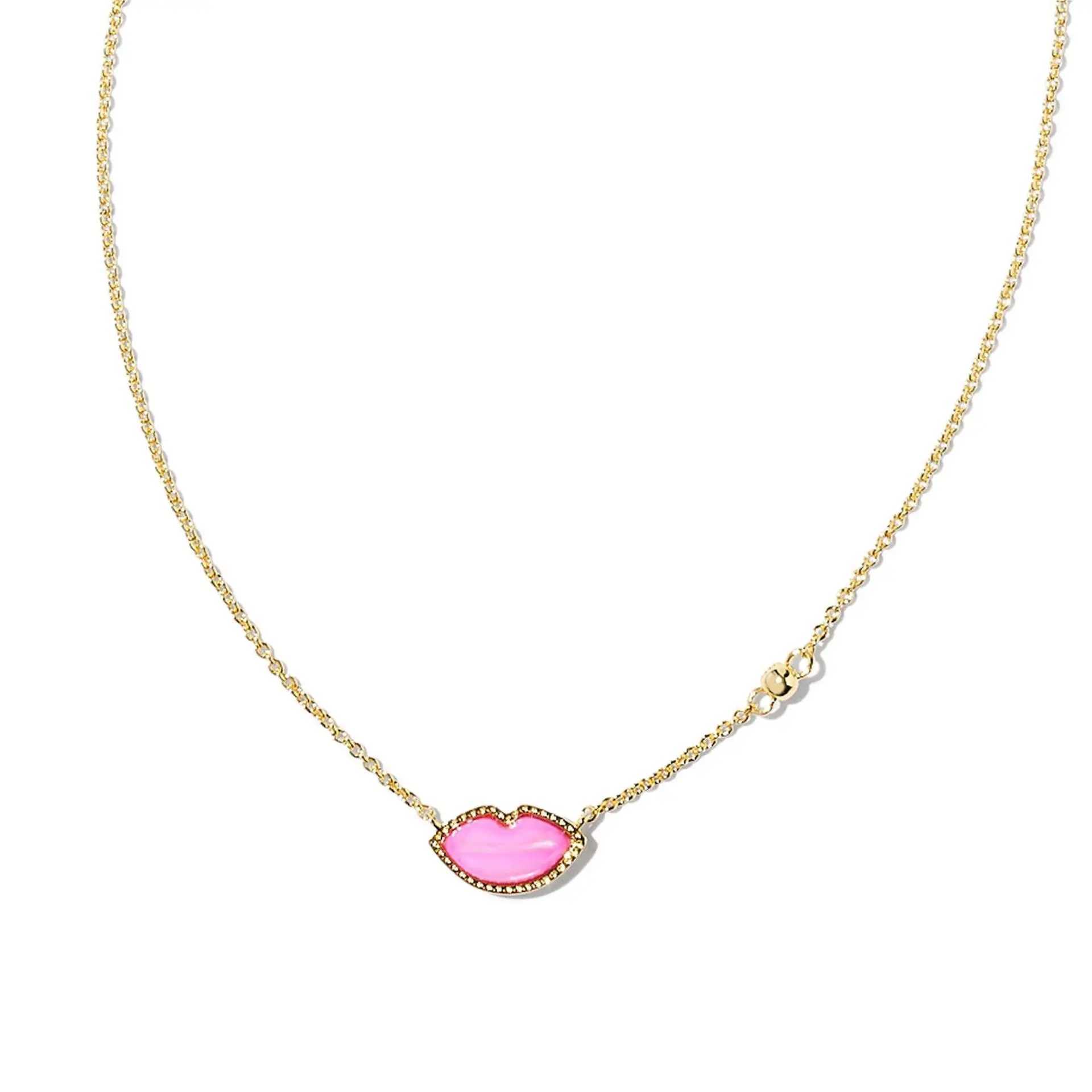 YozyCraft Lips Pendant Neckle in Hot Pink Mother--Pea Fashion Jewelry Gift for Women Daily Layering J250808