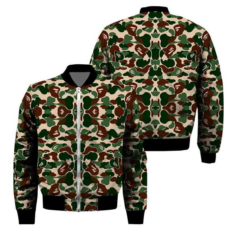 Classic 3D Print Camouflage Zipper Jacket for Men Outdoor Sports Camo Jackets Cool Street Spring Autumn Long Sleeves Coat Tops W250809