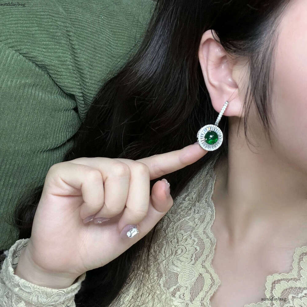 2025 Choucong Brand New Unique Dangle Earrings Jewelry Sterling Sier Circle Emerald Jade Pave 5A Zircon CZ Dia Party Women Wedding Drop Earring Gift