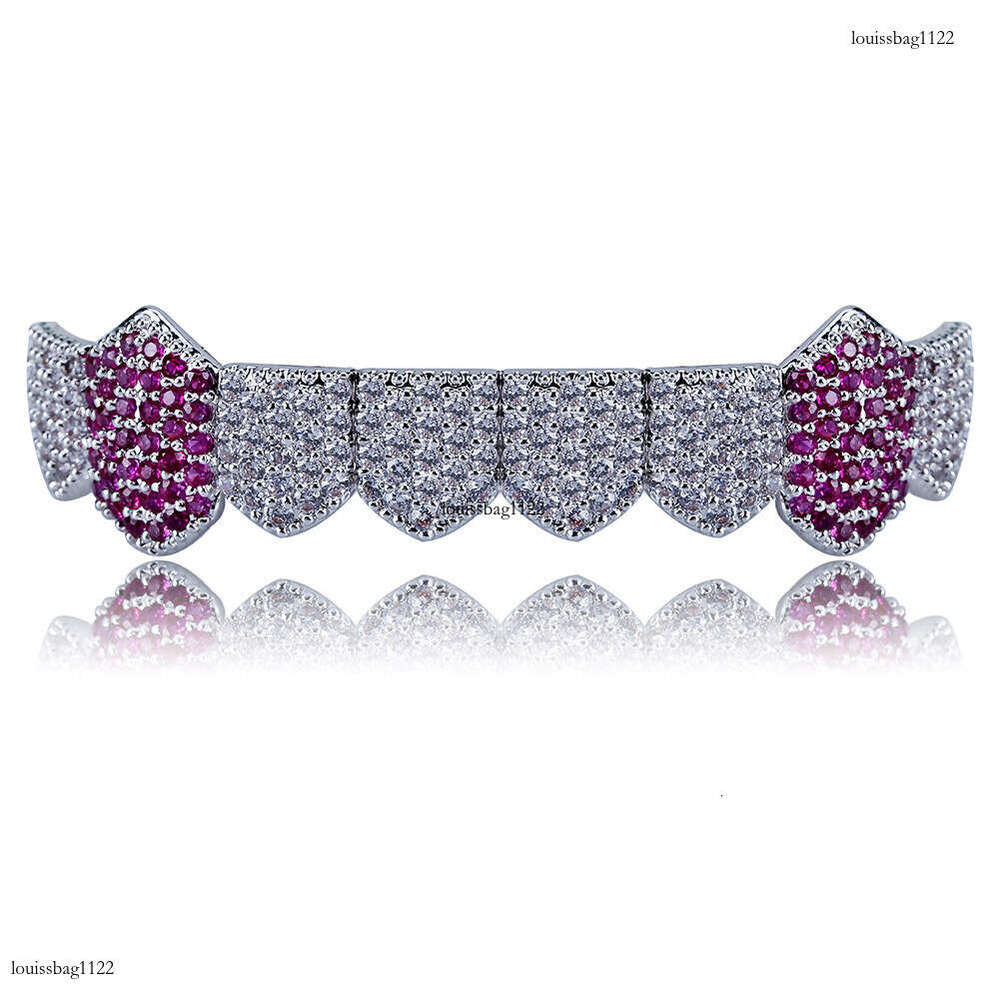 Hip Hop 8 Micro Pave Zircon Single Row Lower Gold Braces Grills Sharp Teeth Jewelry