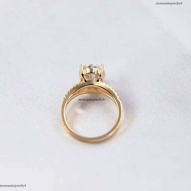 Custom Yellow Gold With D Color Oval Moissanite Dia Fine Jewelry Women Gift Engagement Ring