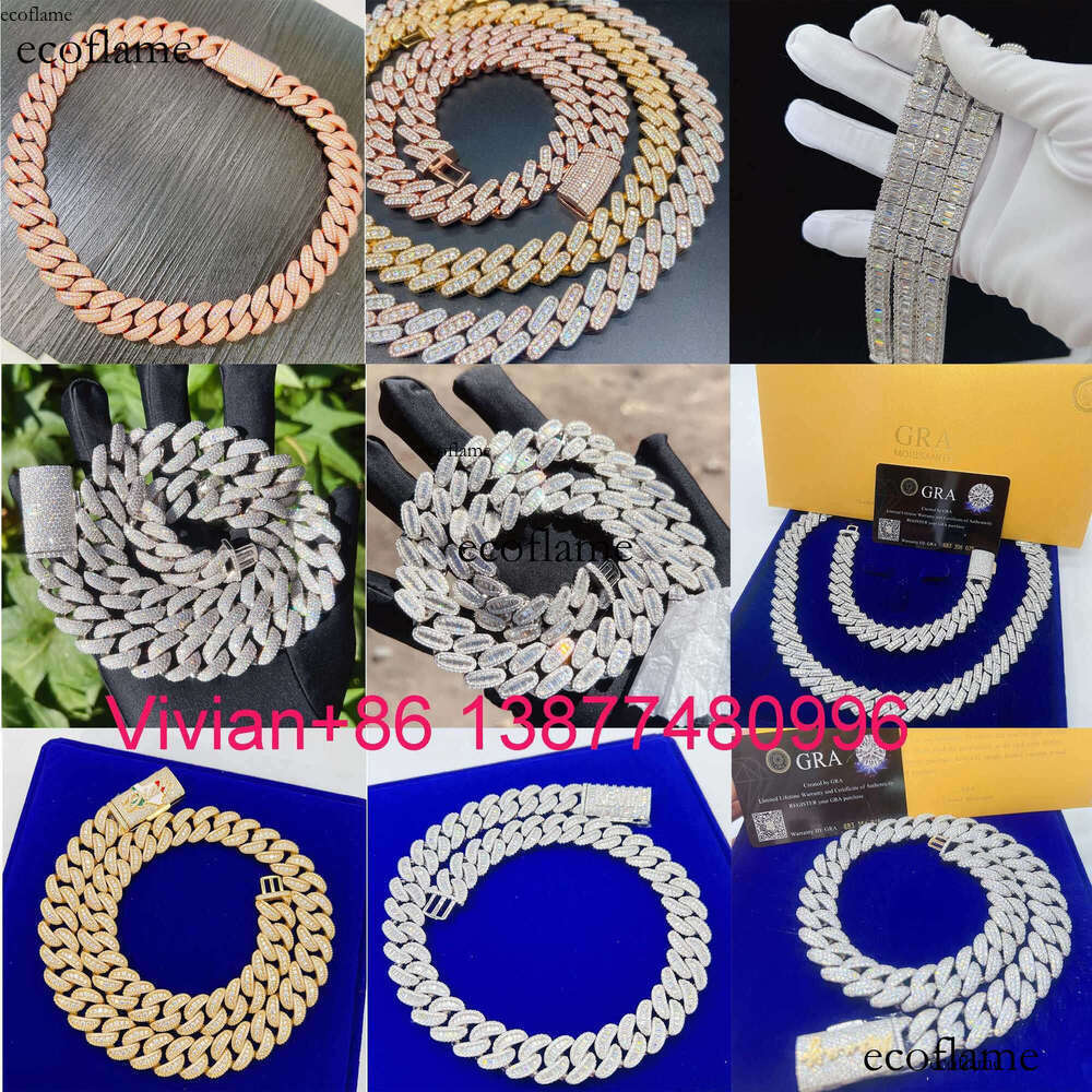 Newest Arrivals Miami Men Cuban Chain Sterling Silver 925 Iced Out Fully VVS Moissanite Diamond Luxury Necklace