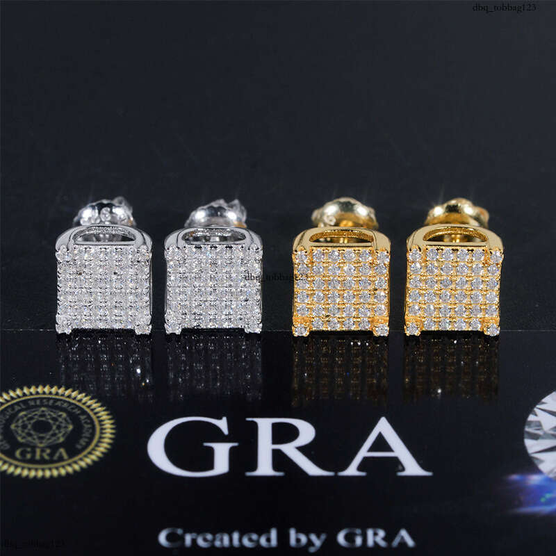 ICED OUT New Sier Inlaid Moissanite Earrings Hip Hop Ear Jewelry