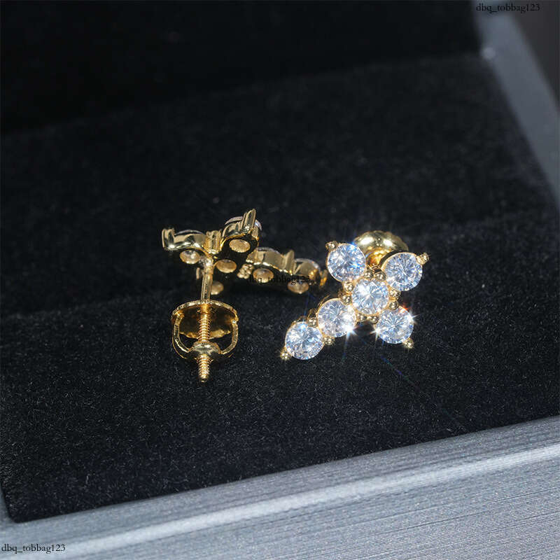 ICED OUT New Personalized CrosIced Out VVS Inlaid with 5A Zircon Hoop Earrings Studs