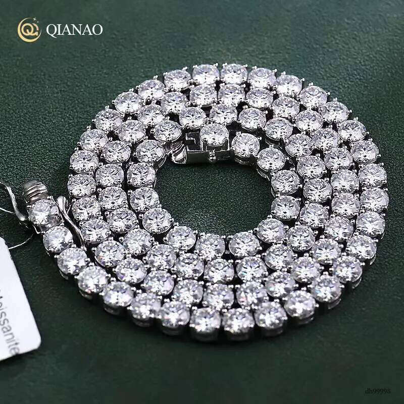 QIANAO Jewelry 6mm Wide Sterling Sier Hip Hop Dia Chaine Pour Femme Moissanite Gemstone Tennis Chain for Women