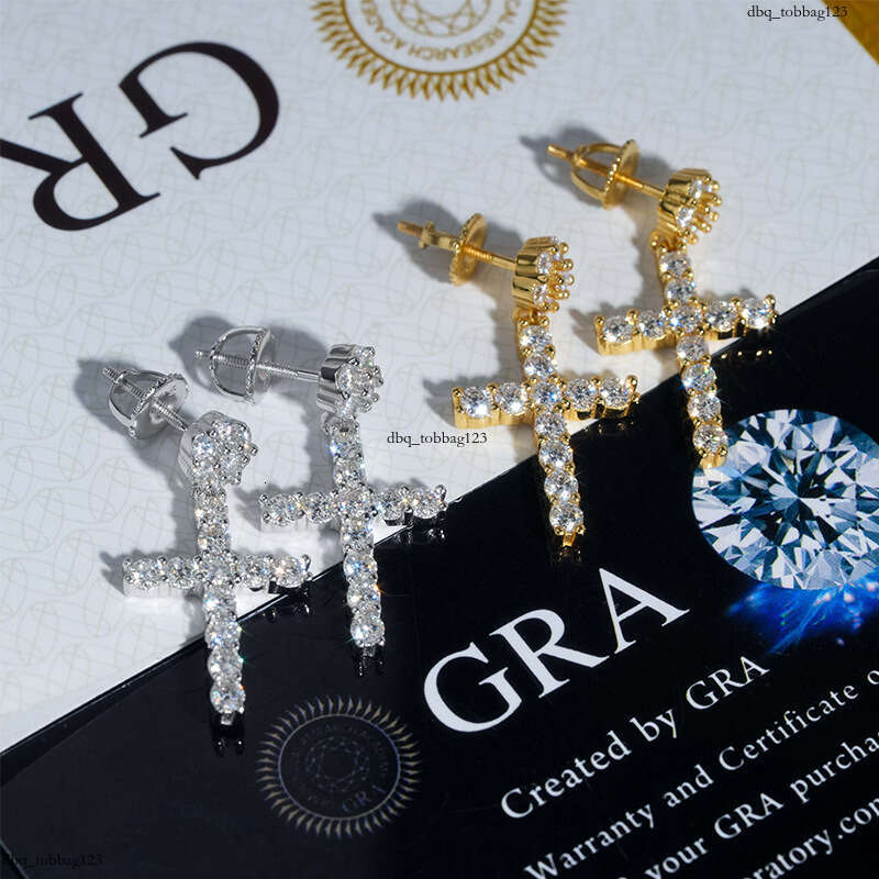 ICED OUT Hip-Hop Full Dia Cross for Men and Women, Personalized Moissanite Trendy Earrings