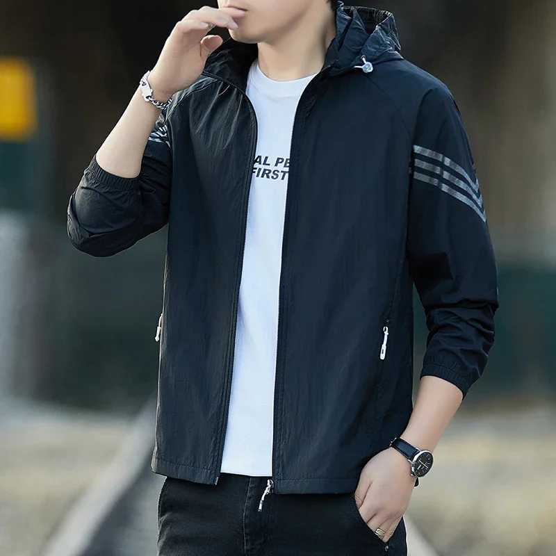 50+ Sunscreen Jacket 2025 Summer Thin Breathable Outdoor Cycling Sports Ice Silk Cardigan Coat Casual Mens Sunscreen Clothing W250809