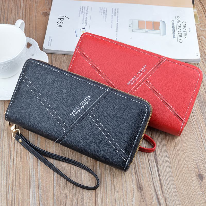 New Women's Long Wallet Double Zipper Designer Bag Clutch Fashionable Luxury Bag Lychee Pattern Soft Leather Large Capacity Double Layer Wallet P