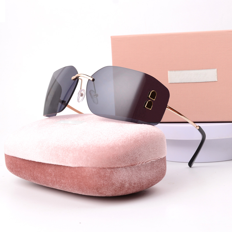 Luxury designer sunglasses for women, fashionable classic frameless large lens sunglasses, outdoor leisure travel, daily wear, UV resistant sunglasses, high-quality