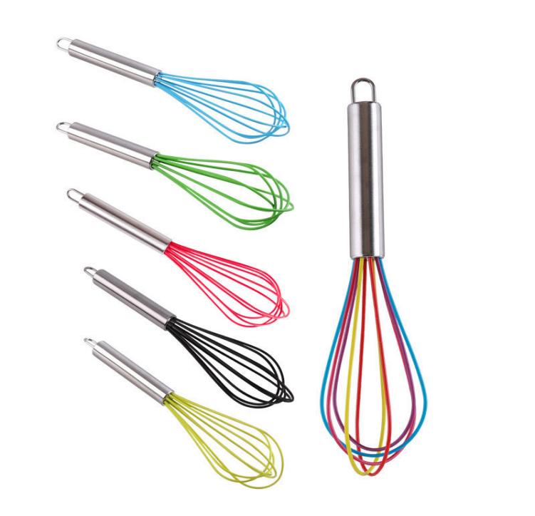 10 Inch Egg Beater Whisk Stirrer Tool Color Silicone Stainless Steel Handle Eggs Mixer Household Baking4253062