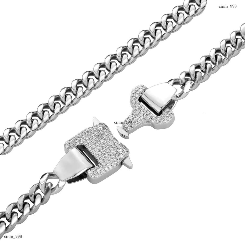 Functional Style 10MM Titanium Cuban Chain Hip-Hop Sterling Silver Trendy Necklace Unisex Simple Jewelry
