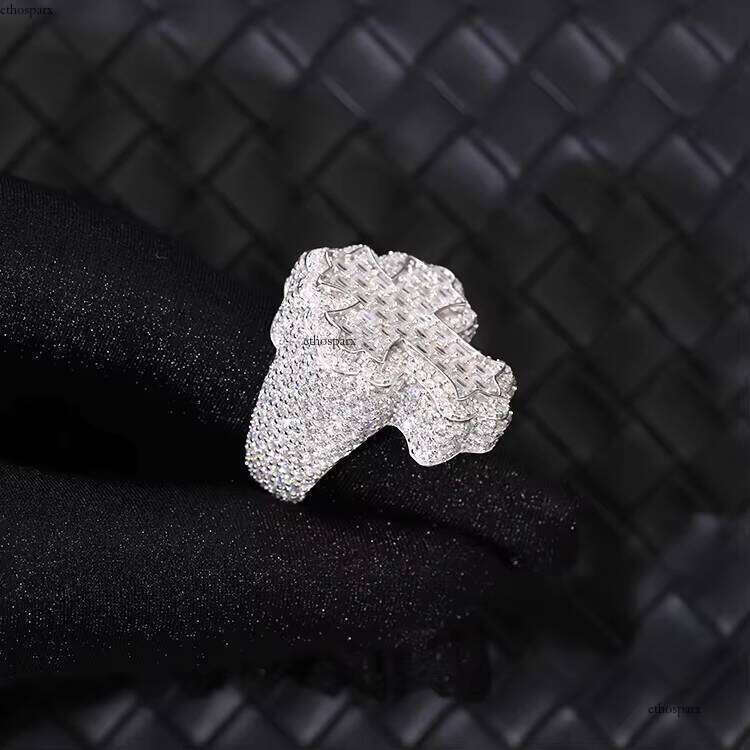 Pass Tester GRA Moissanite Men Ring Hip Hop Style Sier VVS Baguette Dia Link Cross Cuban Rings