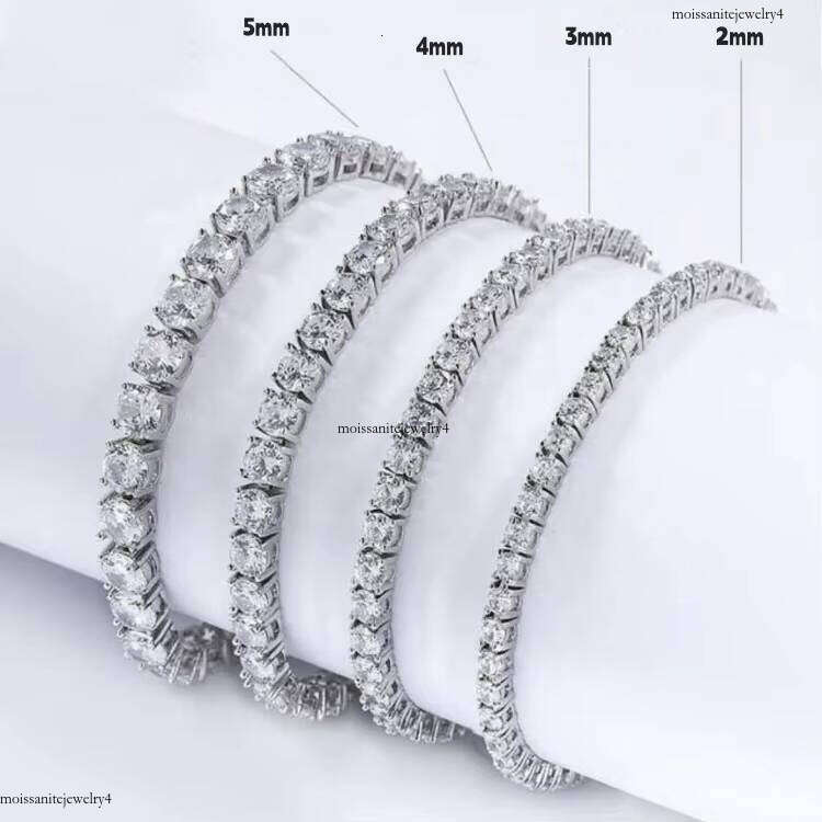 RTS 2mm 3mm 4mm Jewlery Sier Plated Micro VVS Moissanite Fashion Man and Woman Custom Hip Hop Link Chain Bracelet