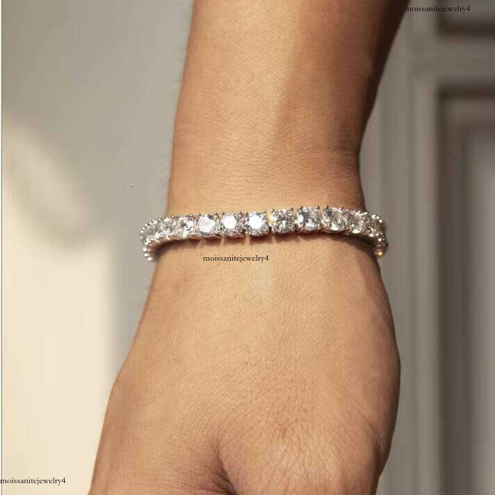 Ready to Ship White Gold Plated Sterling Sier Moissanite Dia 3mm--5mm Bracelet Necklace Tennis Chain Jewelry