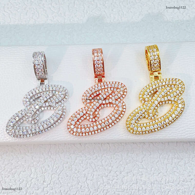 Hot-Selling Personalized Hip-Hop Jewelry Sterling Silver Inlaid Moissanite chain Letter Unisex Accessories Necklace Pendant