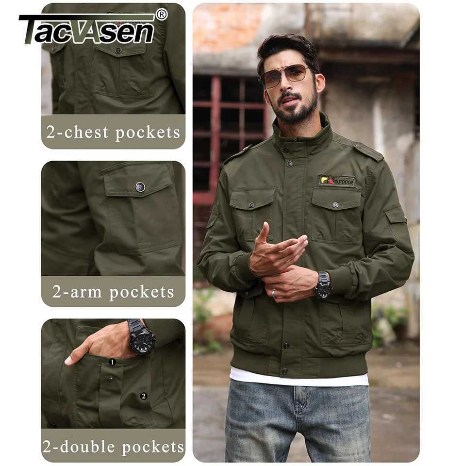 100% Cotton Retro Cargo Jacket Mens Full Zip Stand Collar Cotton Jackets Spring Autumn Lightweight Working Jacket Outwear Male W250809