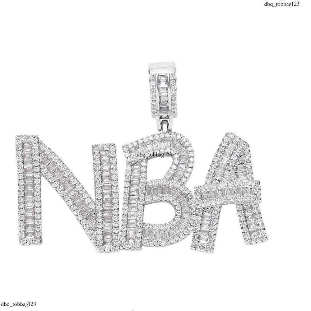 Hip Hop Necklace for Men Square Moissanite chain Letter 26 Letters Cubic Moissanite chain Custom Free Combination