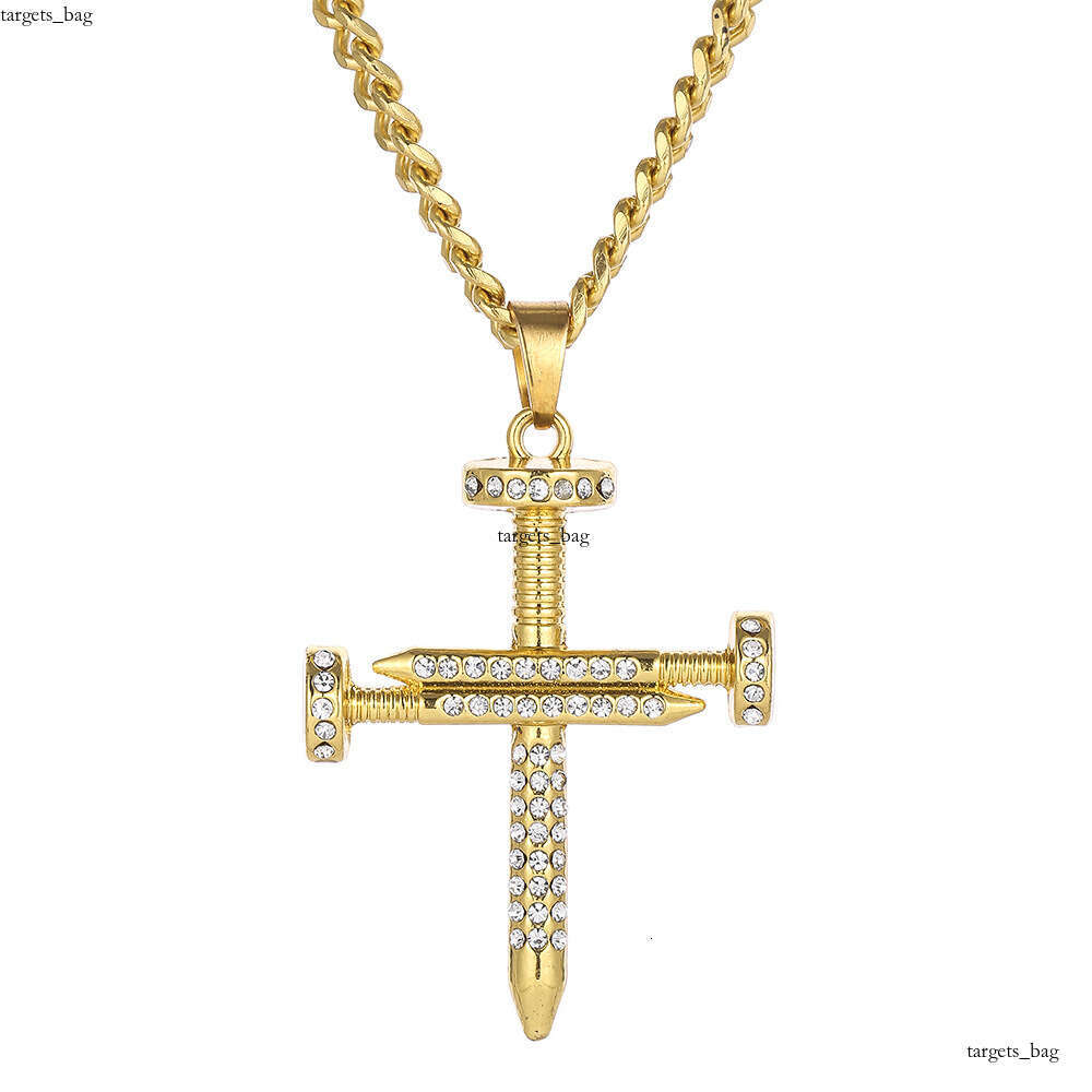 Cross Hip Hop Full Dia Nail Pendant Street Dance Men's Trendy Necklace
