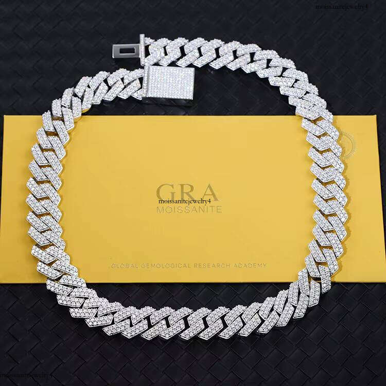 RTS Hip Hop Sterling Sier Pass the Test Moissanite Dia Gold Plated Cuban Chain for Men Necklace