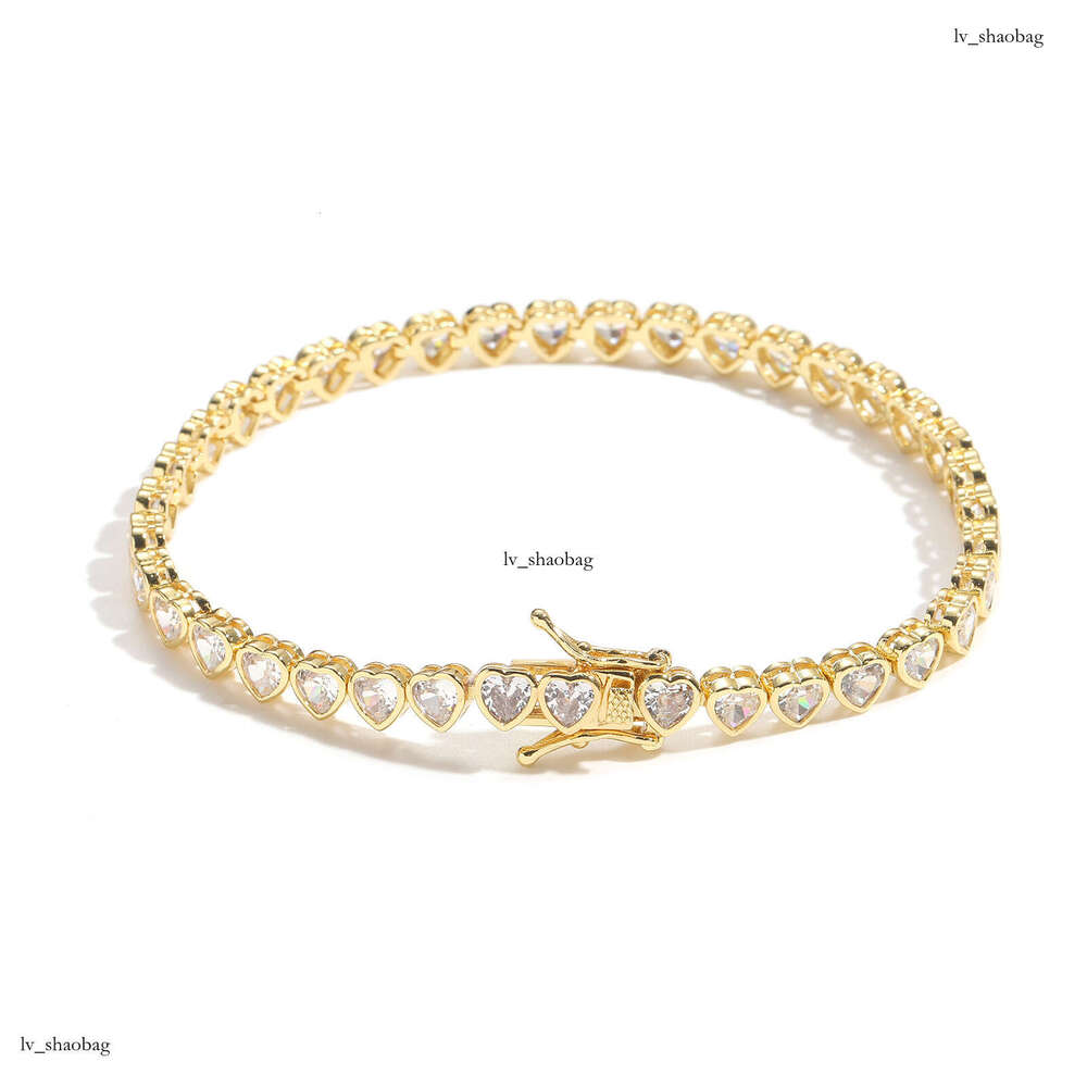 4mm Heart-Shaped Tennis Chain Love Couple Style Layered Simple Trendy Necklace Hip Hop