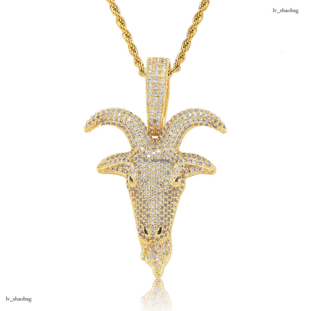 MISA Goat Pendant Micro-Paved Moissanite chain Animal Personality Men's Cool Rap Hip-Hop Necklace Accessory