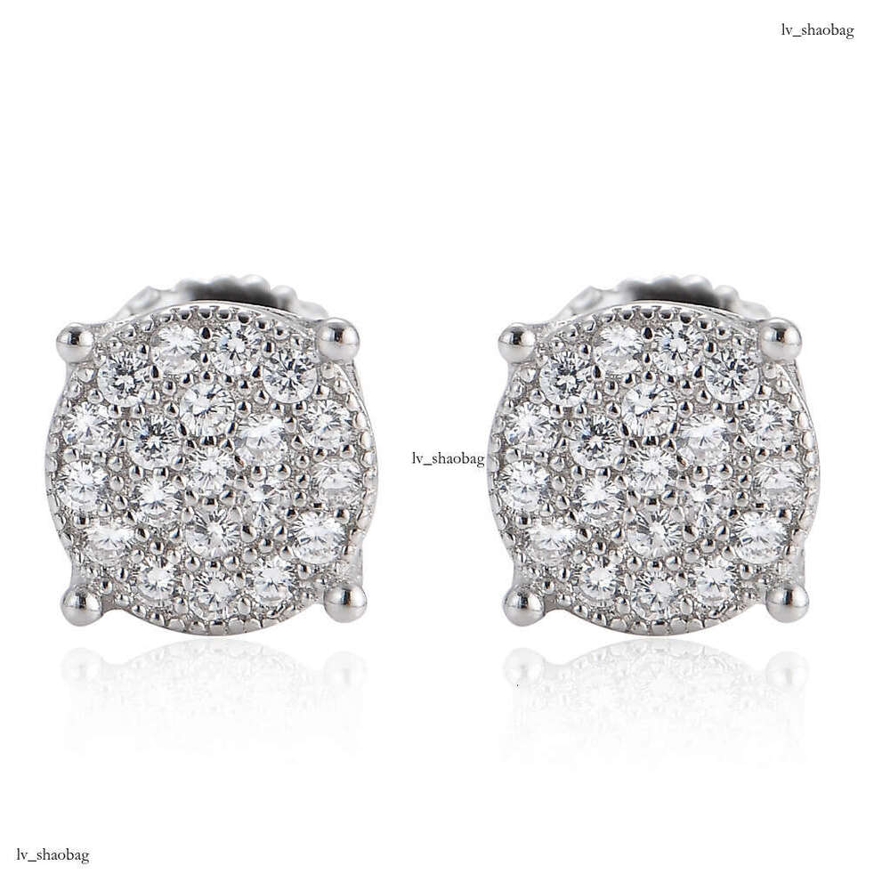 for Men Micro Paved Zircon Round Simple Men's Iced Out VVS Earrings Hip Hop Accessories