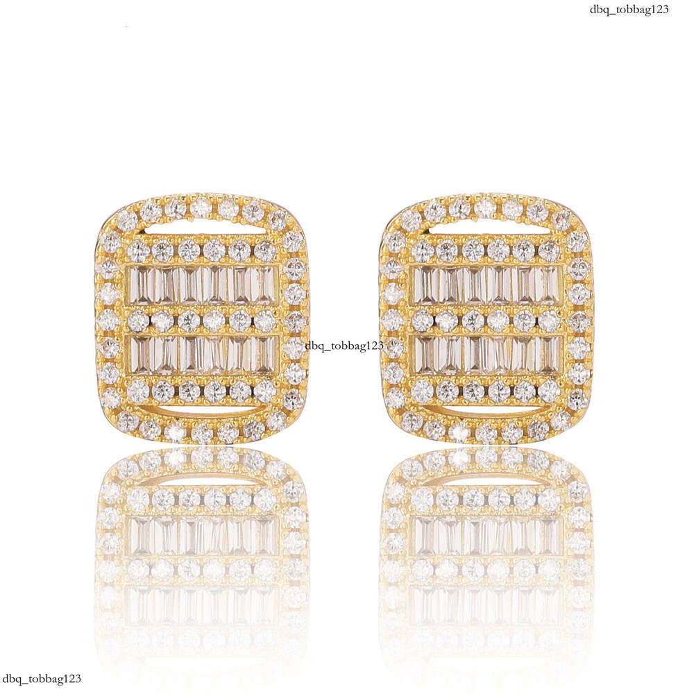 for Men Iced Out VVS Needle T Zircon Square Stud Earrings Personality Hip Hop Men's Ear Jewelry