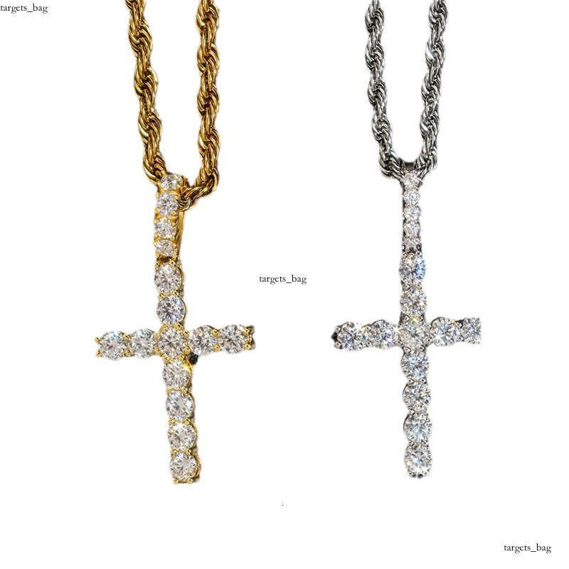 Ins Hip-Hop Personality Iced Out VVS Cross Full Inlaid D Color Moissanite Necklace Pendant