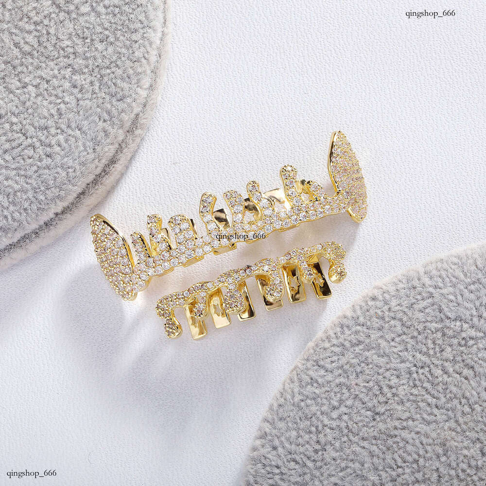 Unique Water Drop Dentures Irregular Full Dia Plated Real Gold Trendy Men's Rap Super Cool Accessories